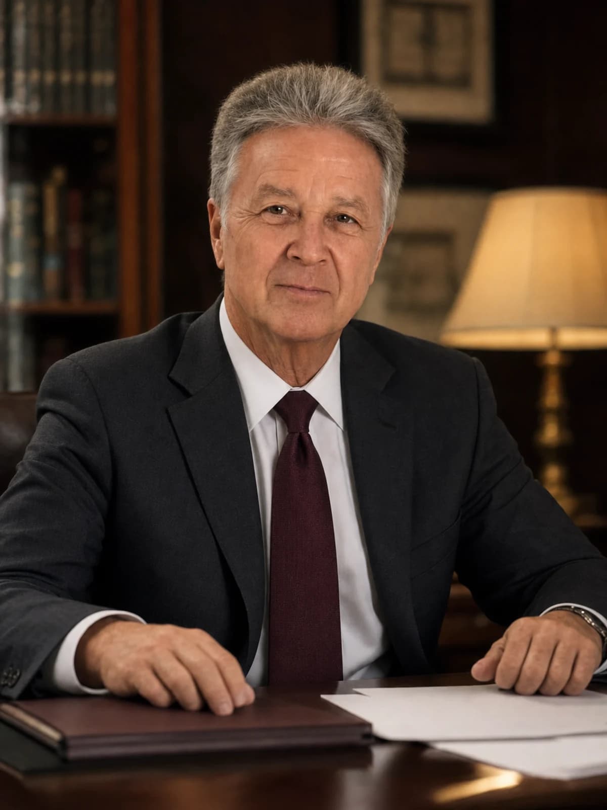 Editorial portrait of Kenneth J. McKenna preparing for trial